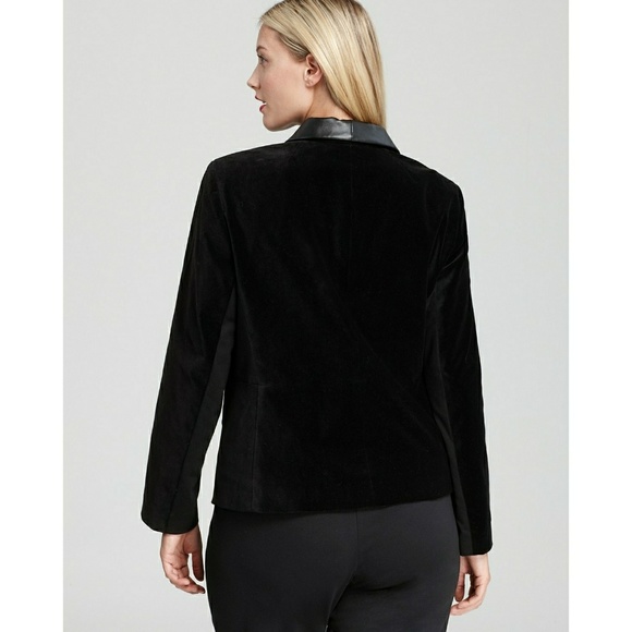 🆕 DKNYC Velvet Faux Leather Trim Black Jacket 18W - Picture 3 of 5